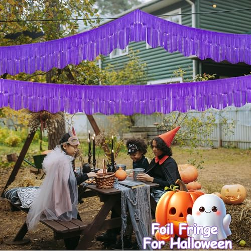 Purple Foil Fringe Garland for Parade Float & Party Decor - 39 Ft, 4 Pack