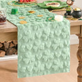 Sage Green Faux Fur Heart & Clover Table Runner 13x60 Inch Seasonal Kitchen Decor