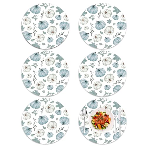 Fall Pumpkin Placemats Set of 6 - Blue Pumpkin Halloween Thanksgiving Table Decor