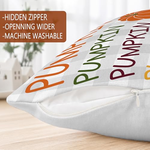 Thanksgiving Pumpkin Pillow Covers 18x18 Inches Set of 4 - Fall Harvest Decor