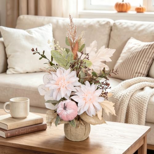 Fall Thanksgiving Table Decor - White Autumn Centerpiece for Dining