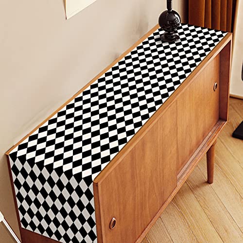 Nepnuser Black White Diamond Table Runner 13 x 72 Inches for Tea Party Dining