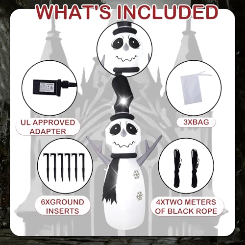 A-9FT Grey Snowman Inflatable Decoration with LED Lights - Outdoor Halloween Yard Decor