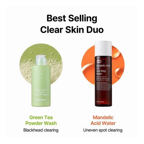 BY WISHTREND Green Tea & Enzyme Powder Wash, Gentle Face Wash for Sensitive Skin, Removes Impurities, Facial Cleanser for Dry Skin, Korean Skincare, Fragrance Free, 110g / 3.88 Oz