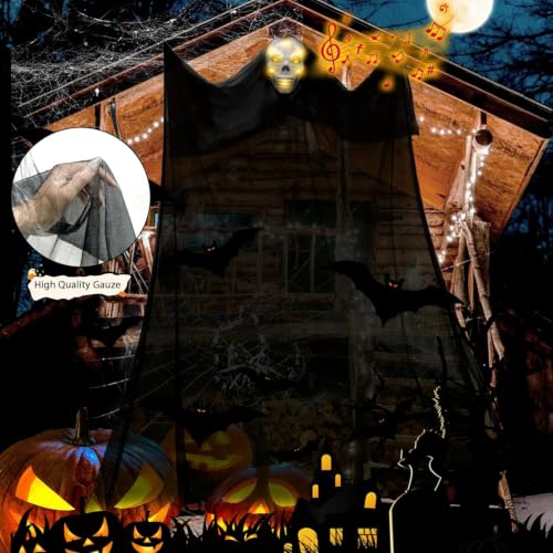 2 Pack 11 FT Ghost Decorations - Scary Hanging Halloween Ghosts with Sound & Voice Effects for Indoor & Outdoor
