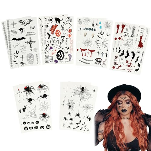 Halloween Fake Tattoo Kit 12 Sheets Zombie Makeup Scars & Stickers FE103