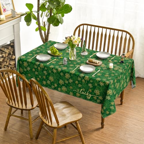 Horaldaily St. Patrick's Day Tablecloth 60 x 84 Inch Rectangular Green