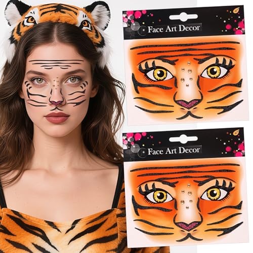 Halloween Tiger Face Stickers Set for Face Makeup - One Size Fits All - 04.halloween-tiger