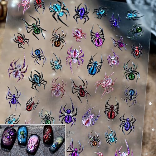 Halloween Spider Nail Stickers - Self-Adhesive 5D Embossed Nail Art Decals - Variation Spider-20