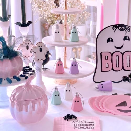 36 Pcs Halloween Ghost Tree Ornaments - White, Pink, Green, Purple Decor