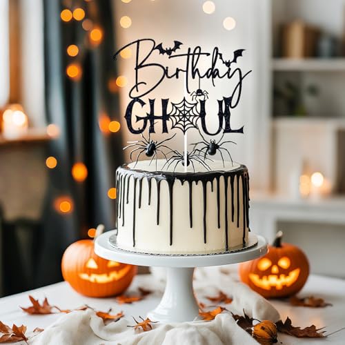Halloween Spider Cake Topper with Glitters for Birthday and Party Decorations