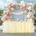 17FT Champagne Tulle Table Skirt with LED Lights - Ruffle 2-Layer for Weddings & Parties (204" x 30")