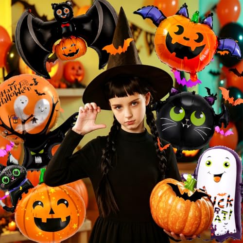 Halloween Balloons Set with Ghost Bat Pumpkin and Spider Decorations