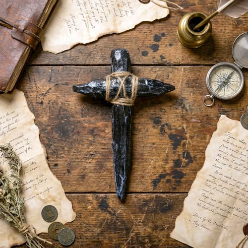 Rustic Gothic Cross Figurine Decor Resin Wall Sculpture for Home or Altar