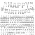 129Pcs Glitter Customizable Banner Kit - Silver Happy Birthday Party Decor