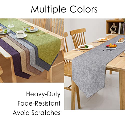 Farmhouse Burlap Cotton Linen Table Runner - Grey, 12x82 Inch