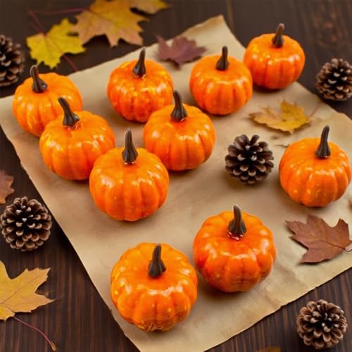 White Foam Pumpkins for Decorating - 12 Pack Mini Craft Pumpkins