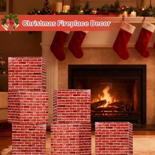 Red 8-Piece Brick Party Boxes - 11.8 Inch Cardboard Building Blocks for Gaming & Birthday Decor