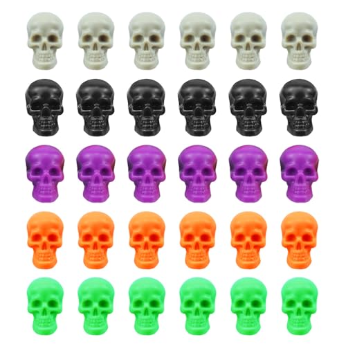 Mini Plastic Skull Decor - Halloween Skeleton Heads for Crafts & Party Decorations