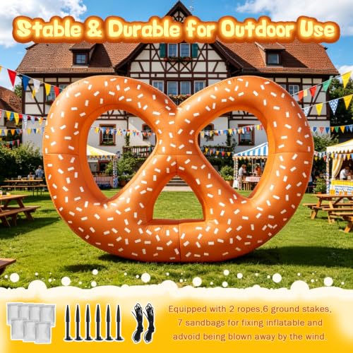 8FT Inflatable Pretzel Decoration for Oktoberfest Beer Festival Outdoor & Indoor