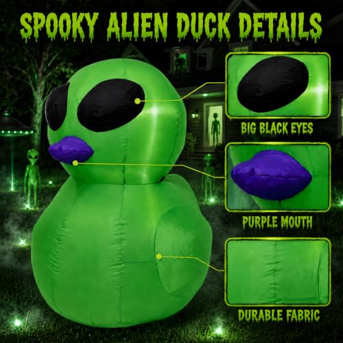 4FT Halloween Inflatable Alien Duck with LED Lights Outdoor Decor