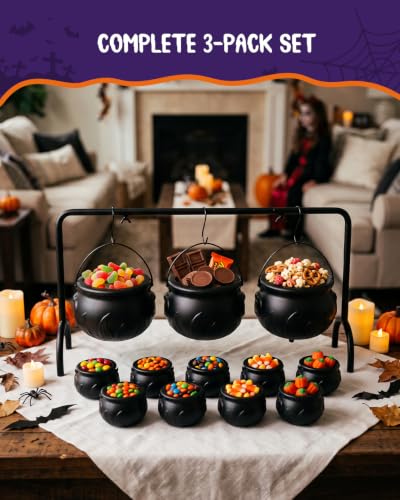 Halloween Witches Cauldron Set with Metal Stand and Mini Pots - Party Decor
