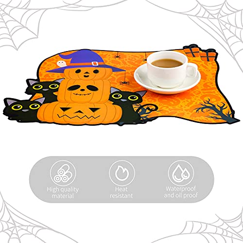 Halloween Placemats Set of 6 - Pumpkin Spider Ghost Table Mats - Halloween Variation