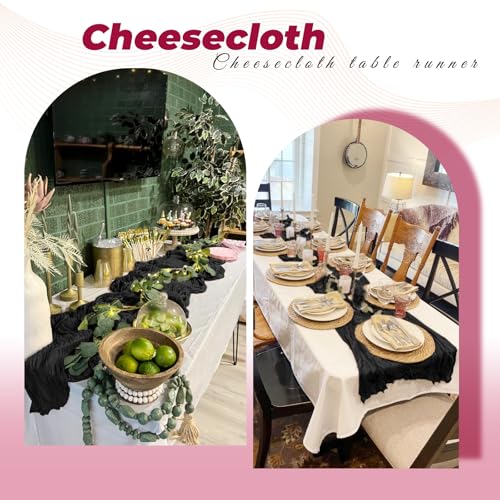 12 Pack Black Cheesecloth Table Runner 20x120 Inch Rustic Wedding Party Decor - Variation: 12 Pack / Black