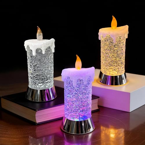 8.65-Inch Lighted Acrylic Flameless Candle Swirling Glitter Globe - Figurine