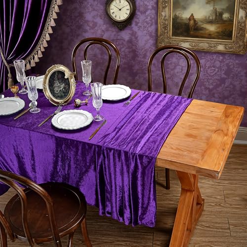 Purple Velvet Tablecloth 60x102 Inches Luxurious Rectangular Cover - Purple / 102x60
