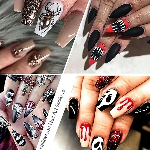 Halloween Nail Art Stickers - Spooky Skull Spider Evil Eye Designs - Halloween-1