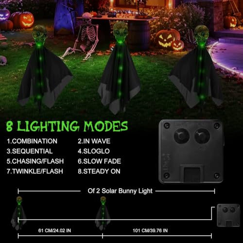 Outdoor Solar Skull Path Lights - Creepy Halloween Garden Decor Set of 4