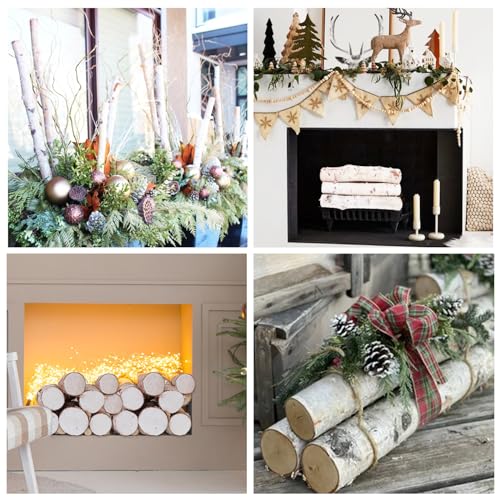 Natural Birch Firewood Logs Set for Fireplace and Rustic Decor - 8 Pack