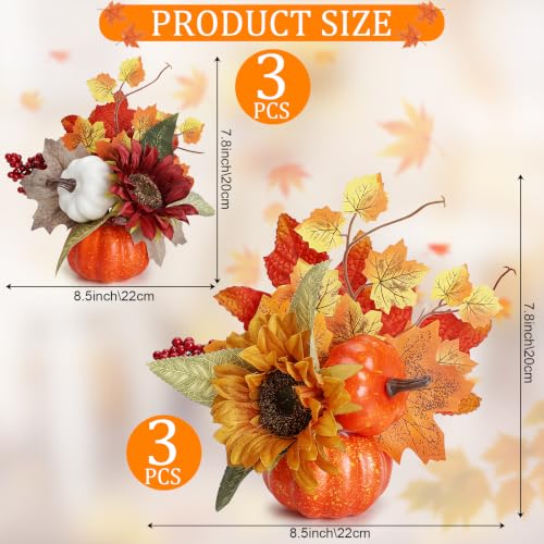 Orange Fall Centerpieces Set of 6 Pumpkin Decorations for Thanksgiving