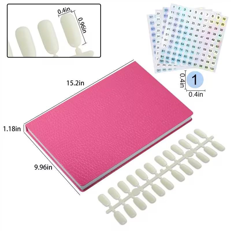Vnjaoi 308 Polish Display Book, Gel Color Display Book, Fake Tips Sample Painting Art Design for Nail Salons, DIY at Home (Rose Red)
