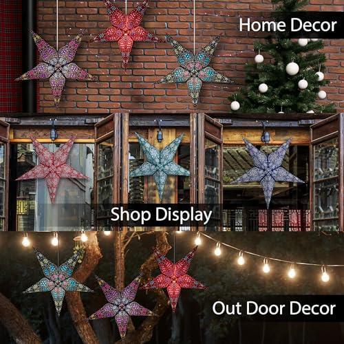 Paper Star Lanterns Set of 3 - 24 Inch Christmas & Holiday Hanging Decorations