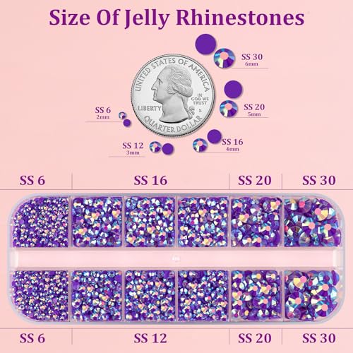 Flatback Rhinestone Set with Jewelry Glue for Crafts and DIY Projects - Dark Purple AB