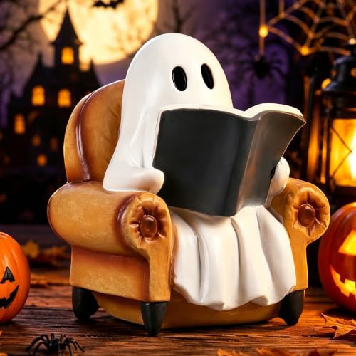 Halloween Indoor Ghost Reading Book Decor - Book Lovers Gift - Variation of Reading Ghost