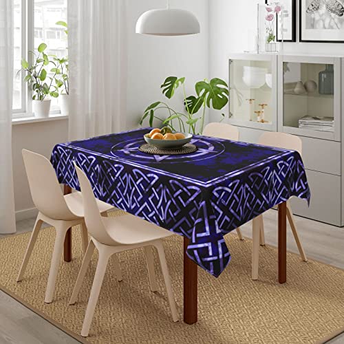 Wicca Pentagram Waterproof Picnic Tablecloth - 54x72 Inches, Black Variation