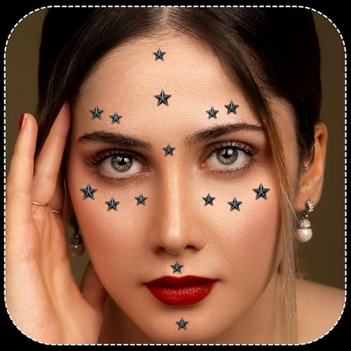 Self-Adhesive Face Gems Star Rhinestones for Makeup & Festival - Black 04