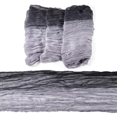 Gradient Light Gray Cheese Cloth Table Runner 29.9 x 68.9 Inches Boho Rustic Decor