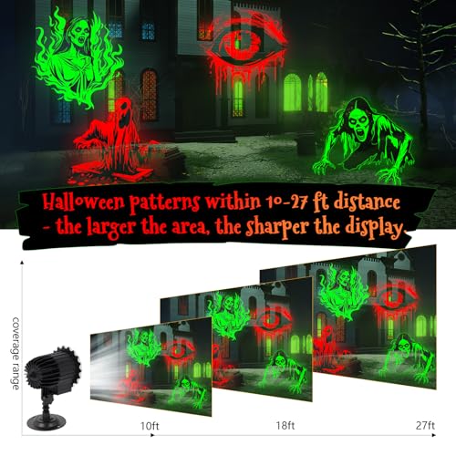 Outdoor Halloween Projector Lights with Rotating Skull & Ghost Patterns - Waterproof LED Decor