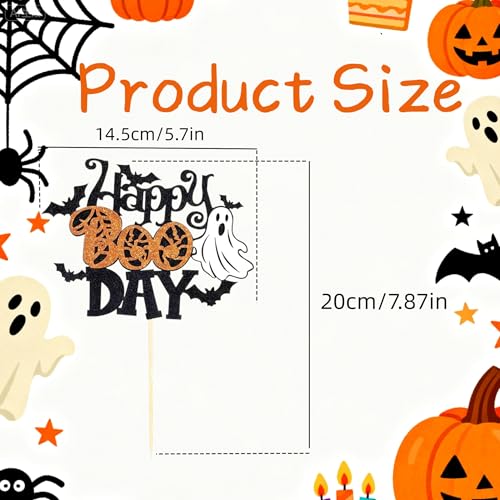 Halloween Cake Topper Ghost Bat Glitter Party Decoration - 7.5x5.5in