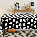 Halloween Ghost Tablecloth 60x104 Inch Black White Table Cover for Party & Decor
