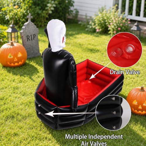 Inflatable Skeleton Coffin Cooler for Drinks - Large Halloween Party Ice Bucket