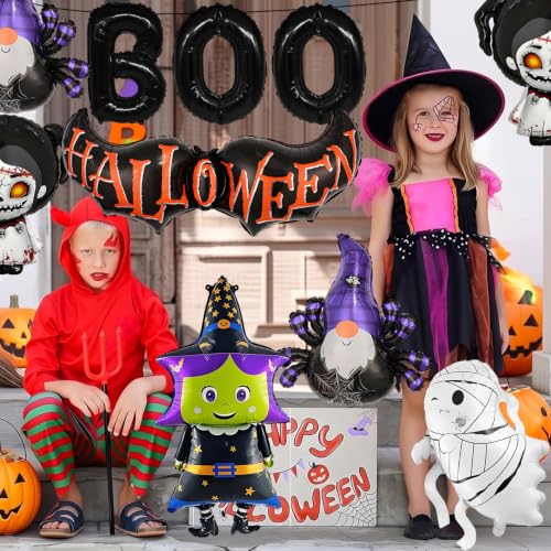 Halloween Foil Balloons Set for Party Decorations Indoor Outdoor Ghost Witch Boo