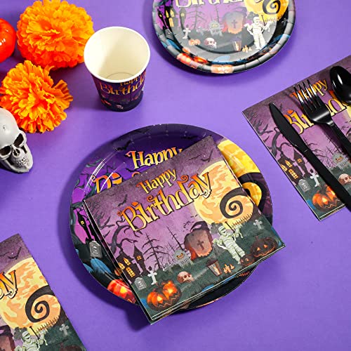 Halloween Birthday Party Plates & Napkins Set for 50 Guests - Serve 50 - Tableware Serve 50