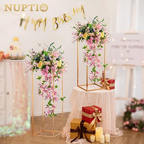 Wedding Vase and Artificial Flower Set - Elegant Centerpiece Decor, 2 Vases & 2 Floral Balls