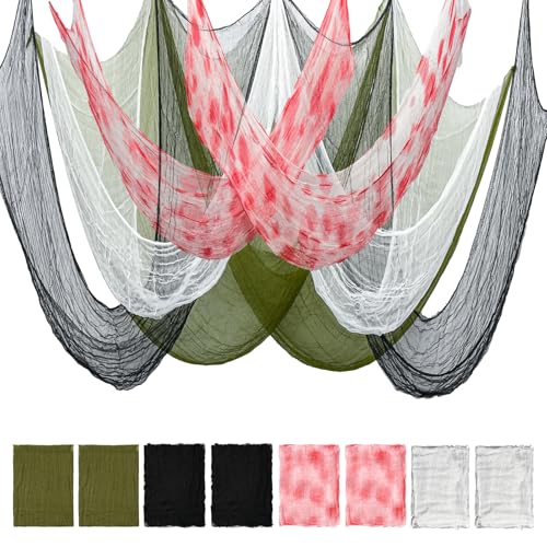 Halloween Creepy Cloth Fabric Decorations - 8 Pack 30x72 Inch Spooky Gauze for Indoor Outdoor Party
