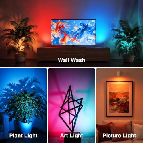 2 Pack Indoor RGBW LED Up Lights with Remote - 6W Floor Spotlight for Halloween & Home Decor